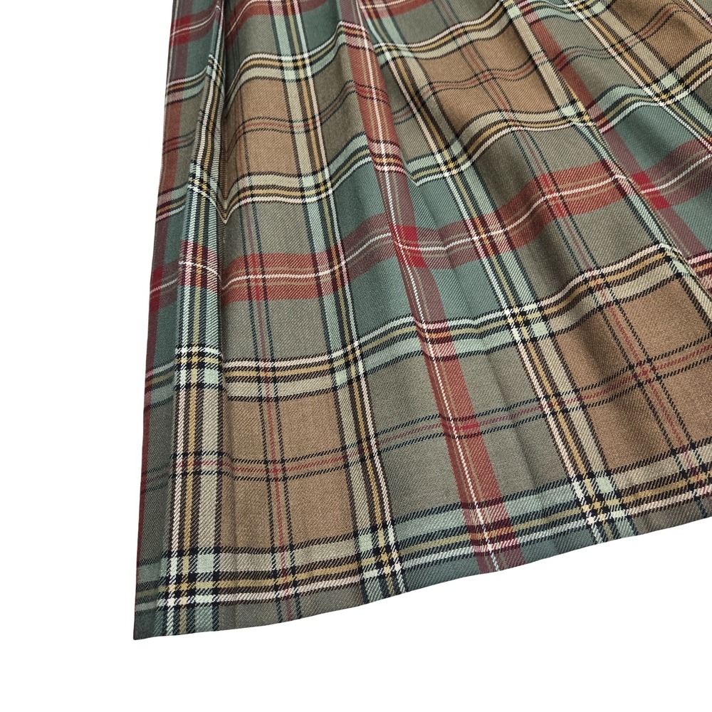 Pendleton Vintage Wool Plaid Pleated Midi Skirt Brown Green Red Plus Size 20W - Picture 2 of 9